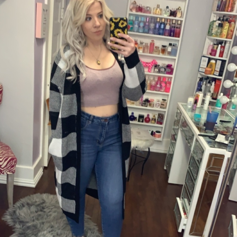 Checkered duster cardigan